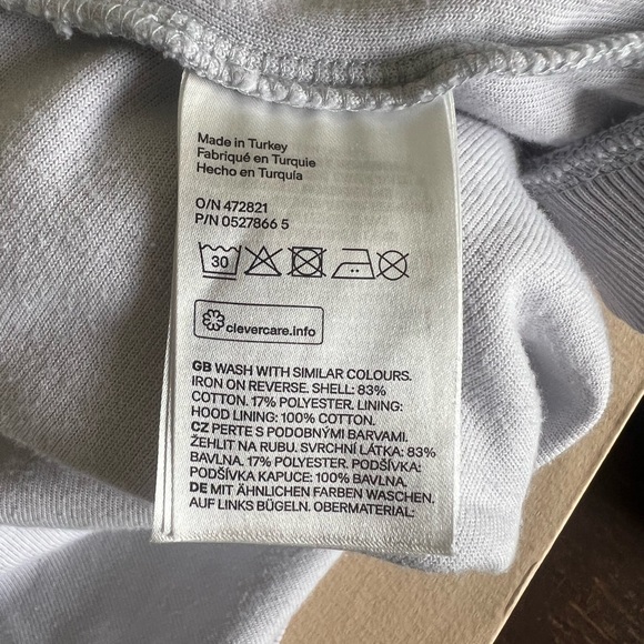 H&M Velour Light Grey Zip Up Hoodie Sweatshirt Size XS - Picture 8 of 8